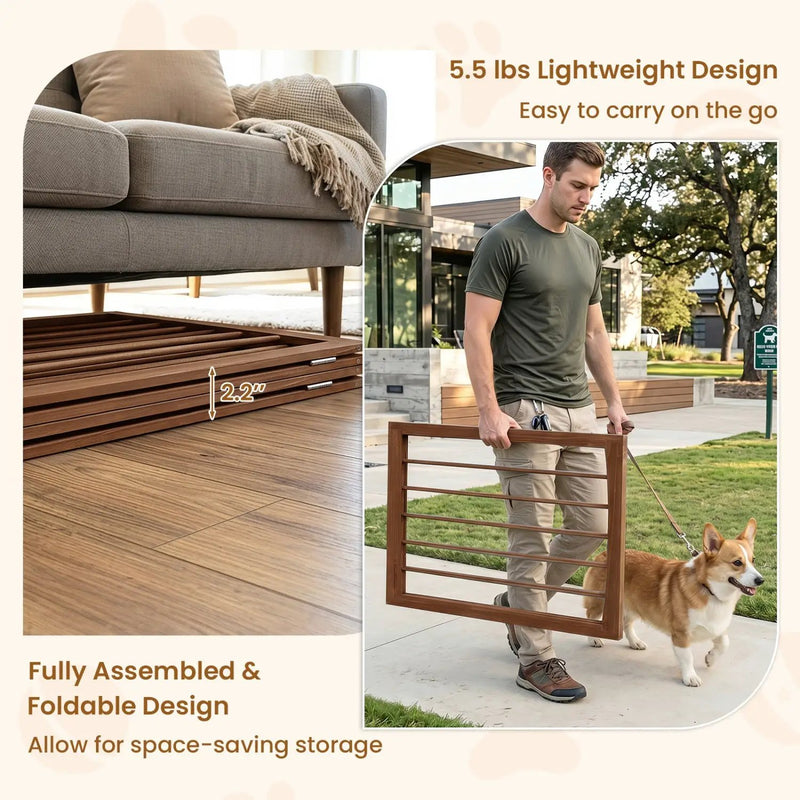 4-Panel Wooden Pet Gate 83" x 30" Freestanding Dog Fence by DirectDeals