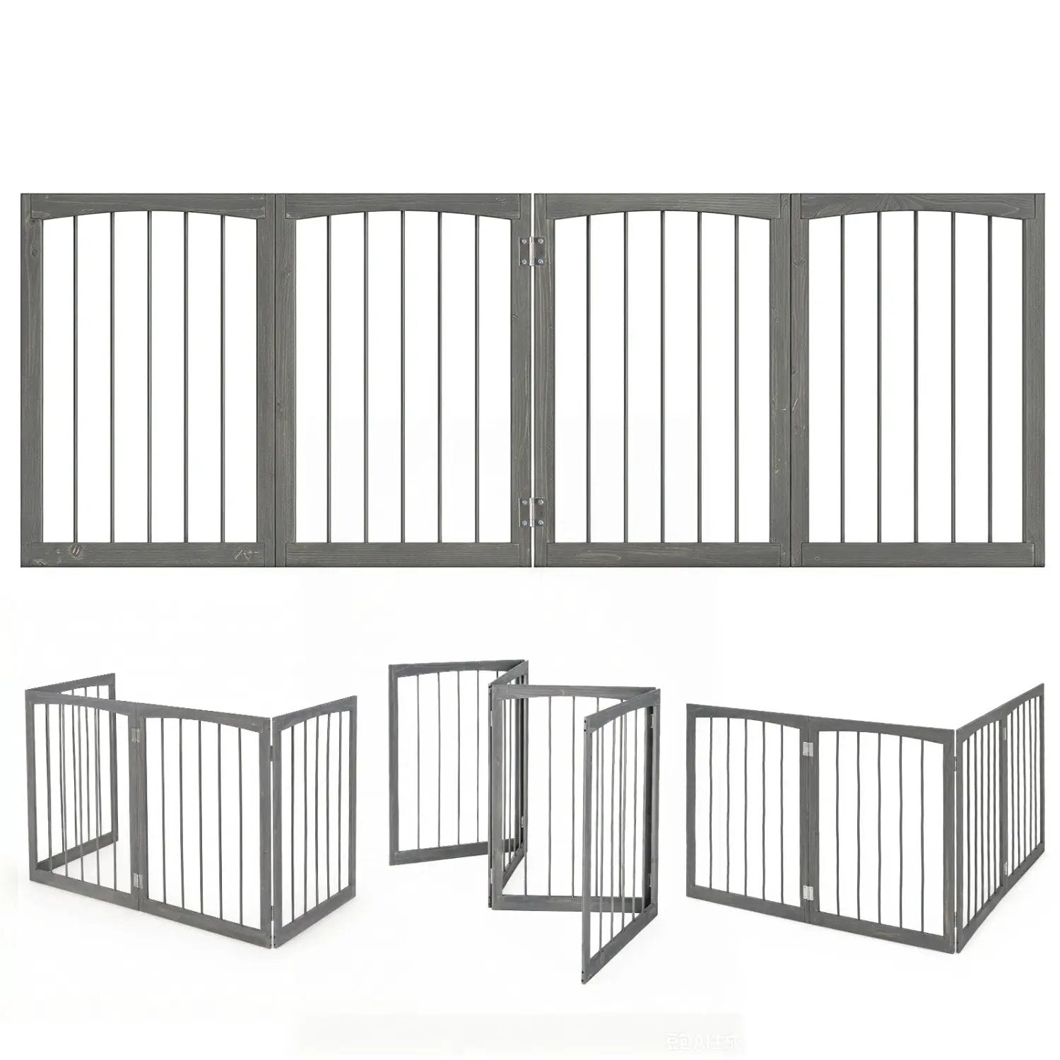 4-Panel Wooden Pet Gate 83" x 30" Freestanding Dog Fence by DirectDeals