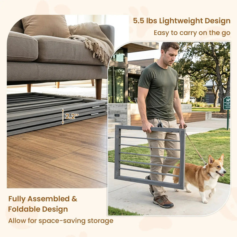 4-Panel Wooden Pet Gate 83" x 30" Freestanding Dog Fence by DirectDeals