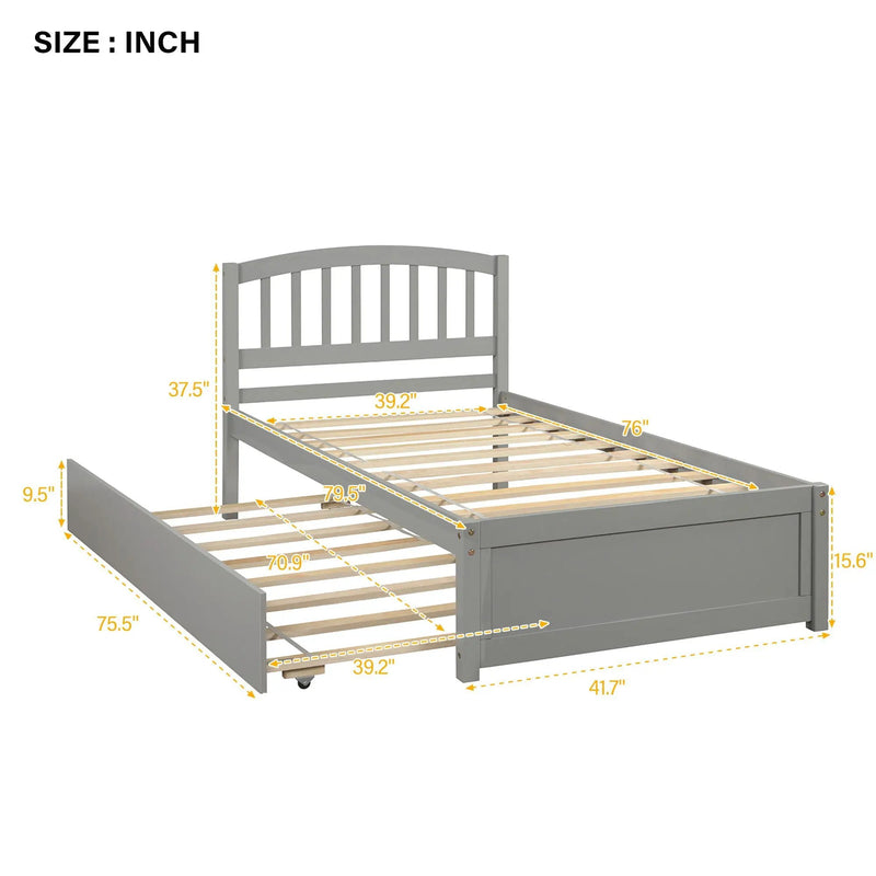 Platform Bed Wood Bed Frame With Trundle by HouseOfZazla