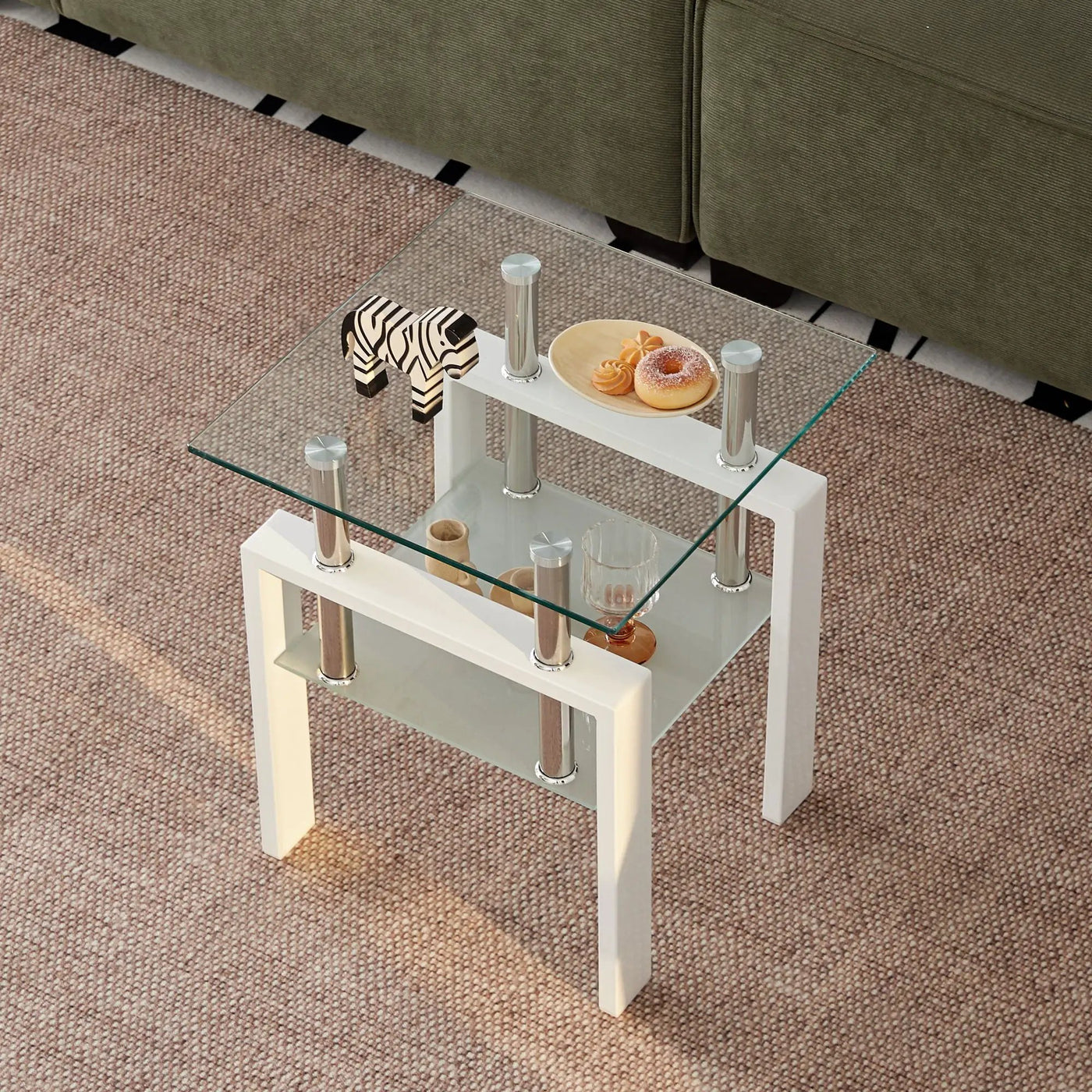 Tempered Glass Table With Storage by HouseOfZazla