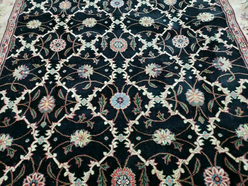6' X 9' Handmade India Floral Oriental Wool Rug Carpet Hand Knotted Nice Black by Jewel Rugs