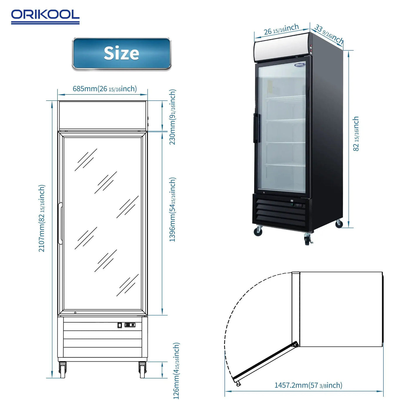 Glass Door Merchandiser Refrigerator Swing Door Commercial Display Refrigerators Merchandising Refrigeration With LED Top Panel by HouseOfZazla