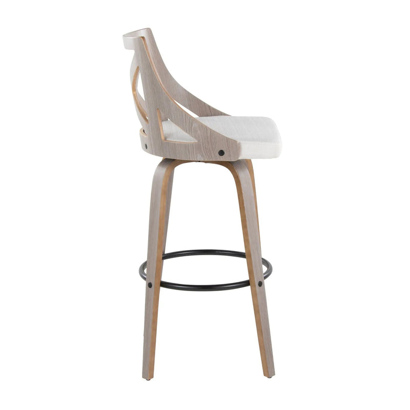 Charlotte - Farmhouse Fixed Height Barstool With Swivel & Round Footrest (Set of 2) - Light Gray / Cream by Unique Piece Furniture
