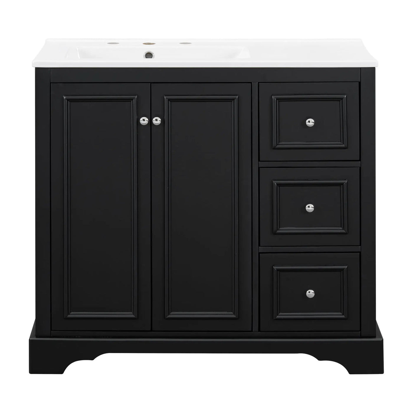 Bathroom Vanity With Sink, Soft-Close Doors, Adjustable U-Shelf, 3 Drawers by HouseOfZazla