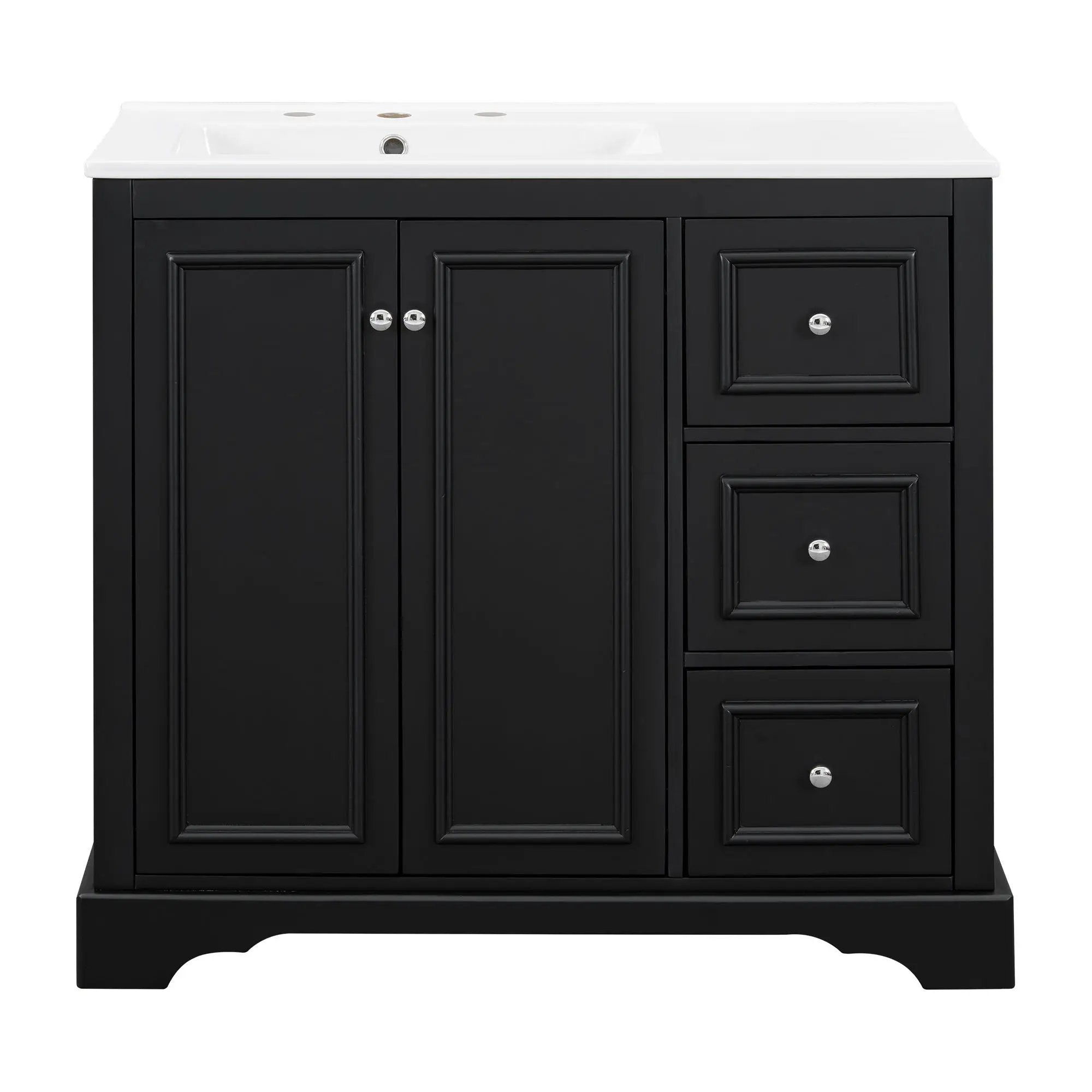 Bathroom Vanity With Sink, Soft-Close Doors, Adjustable U-Shelf, 3 Drawers by HouseOfZazla