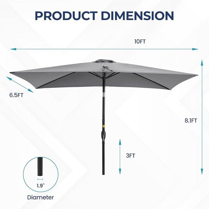 Rectangular Patio Umbrella With Crank Tilt, Polyester UV-Resistant Canopy by HouseOfZazla