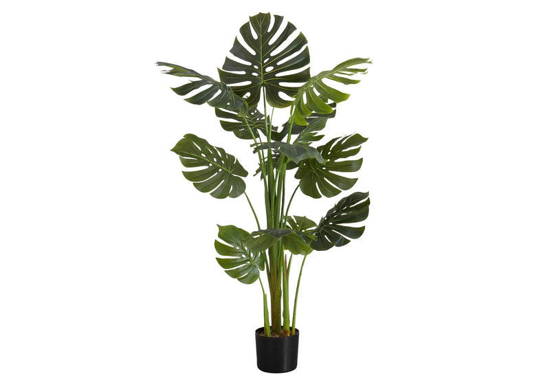 55" Tall, Artificial Plant, Monstera Tree, Indoor, Faux, Fake, Floor, Greenery, Potted, Real Touch, Decorative - Green / Black by Unique Piece Furniture