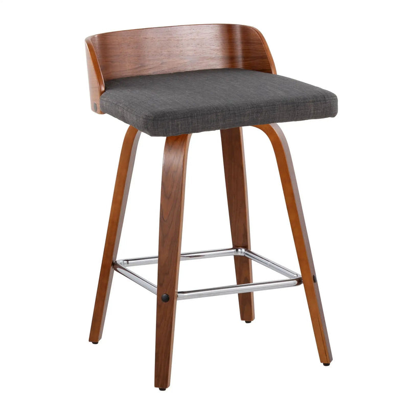 Maya - Mid Century Modern Fixed Height Counter Stool & Swivel With Square Footrest (Set of 2) by Unique Piece Furniture