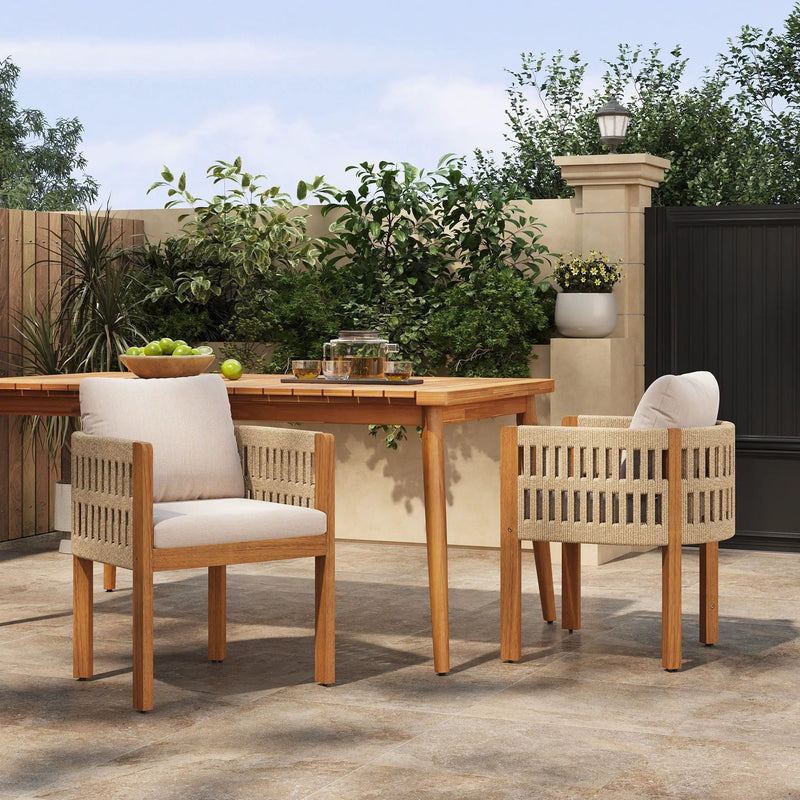 Outdoor Dining Chairs With Mix Rope Handles (Set of 2) by HouseOfZazla