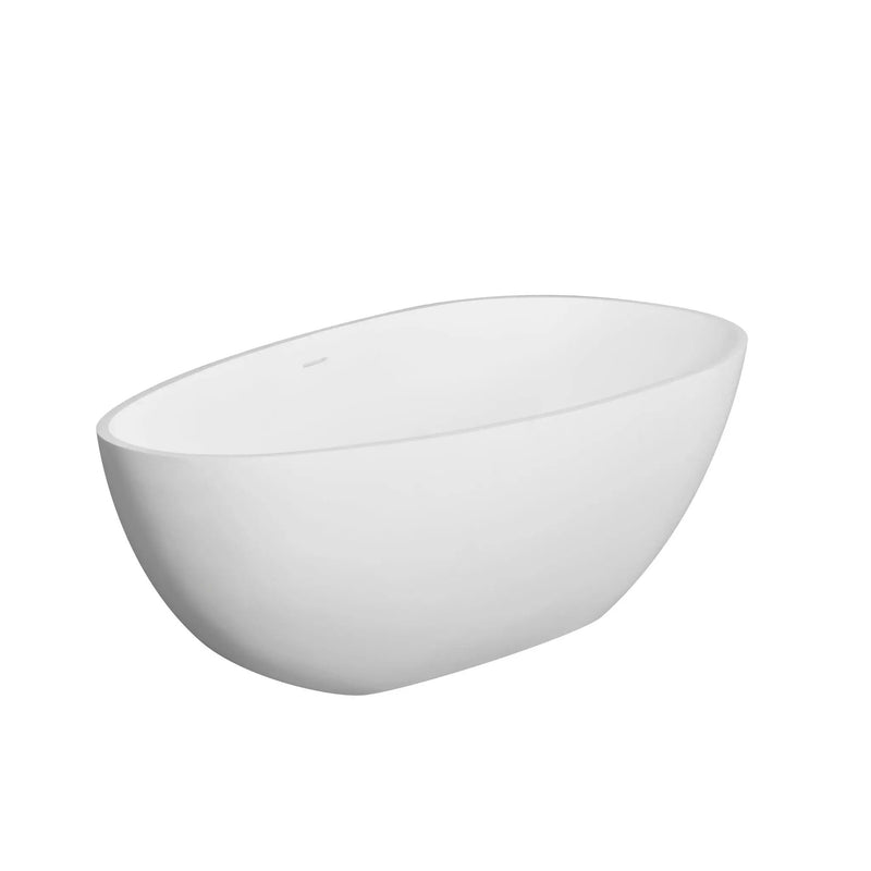 66.9" x 34" x 21.7" Freestanding Solid Surface Soaking Bathtub For Bathroom - Matte White by HouseOfZazla