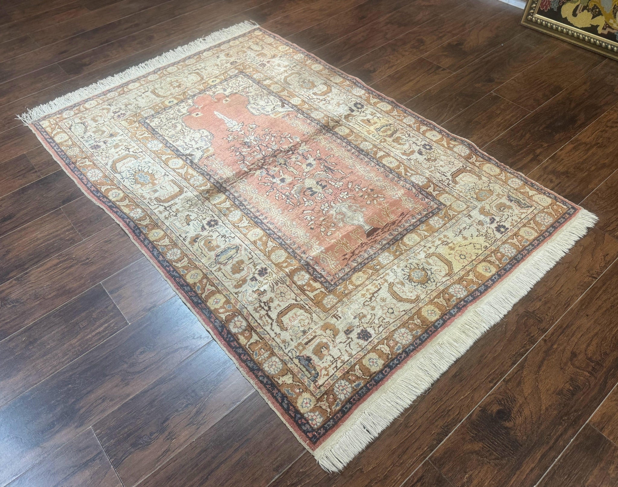 Silk Turkish Kayseri Rug 4x6, Haji Jalili Design, Vintage Rug by Jewel Rugs