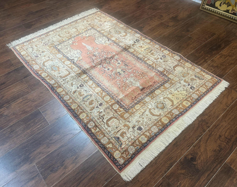 Silk Turkish Kayseri Rug 4x6, Haji Jalili Design, Vintage Rug by Jewel Rugs