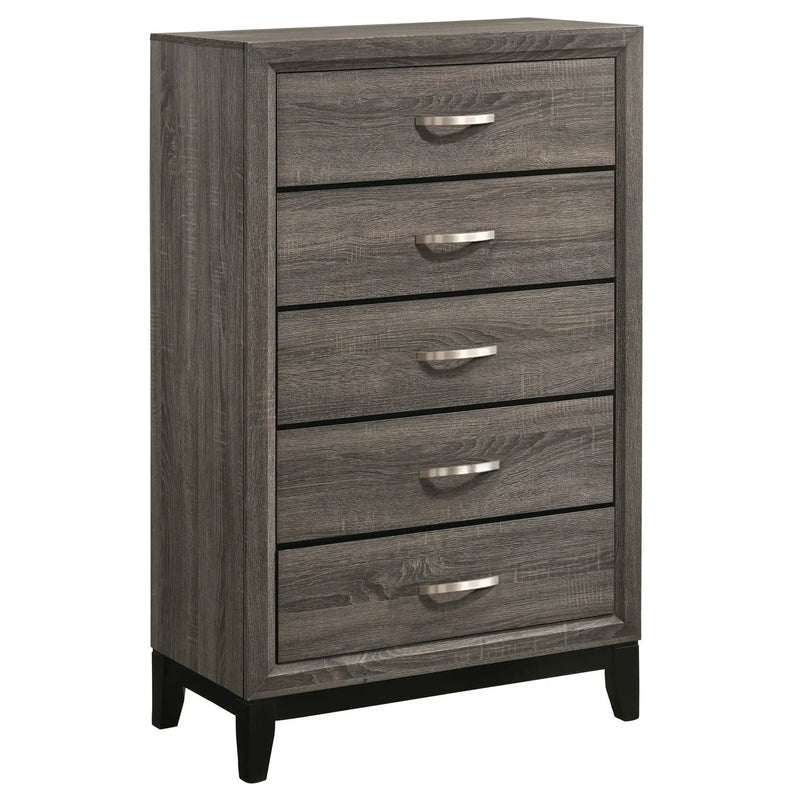 Gregory - 5 Drawer Chest - Smoke Gray
