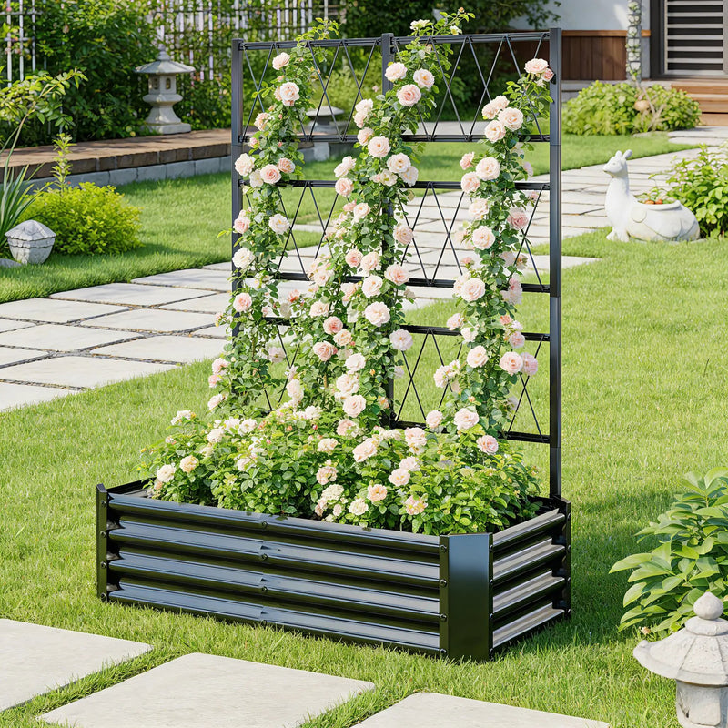 Galvanized Raised Garden Bed with Arch Trellis by HouseOfZazla