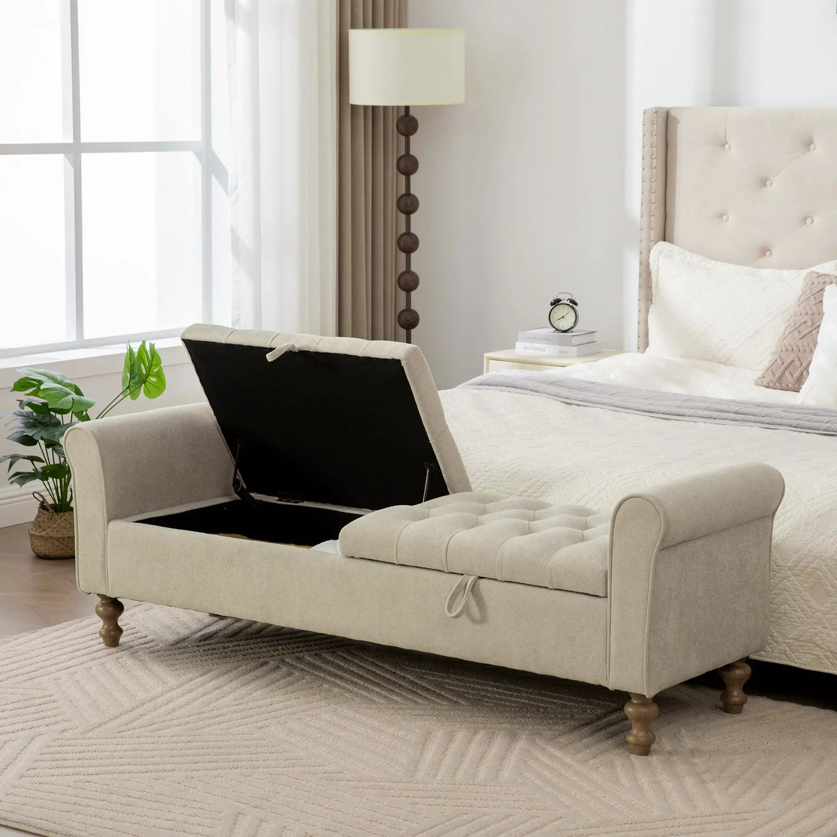 65.75" Wide Modern Upholstered Storage Bench by HouseOfZazla