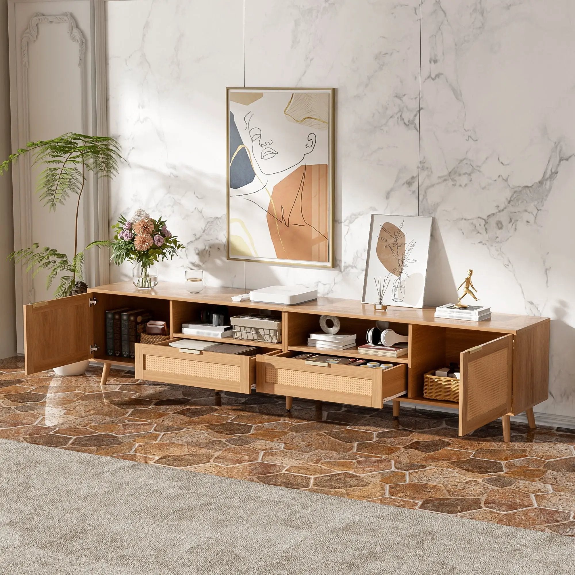 TV Stand, Media Console With Cable Management by Unique Piece Furniture