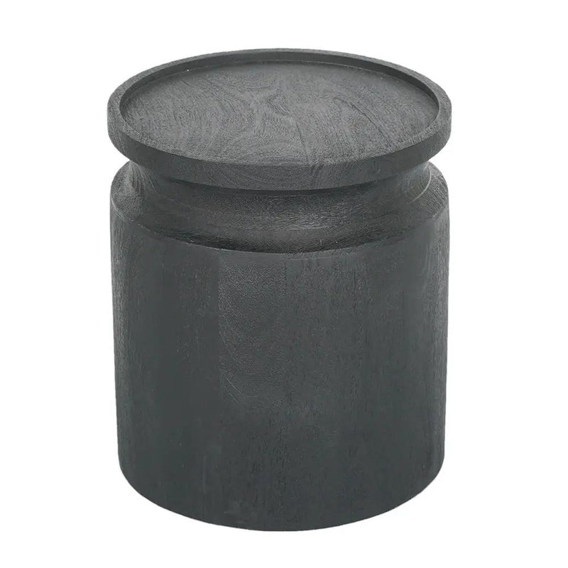 Black Wooden Cylinder Side Table by HouseOfZazla
