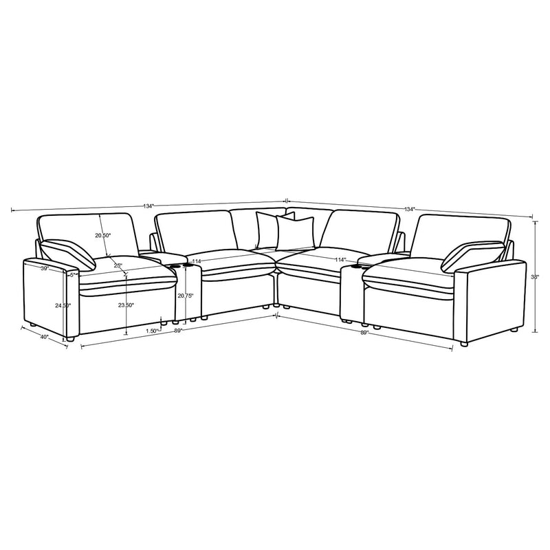Modular Power Reclining With Lift Top Consoles, 7 Piece Configuration - Dark Gray by HouseOfZazla