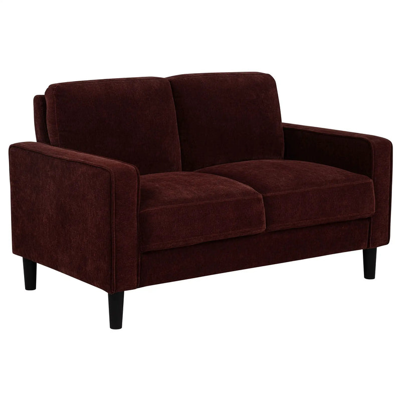 Ruth Fabric Upholstered Track Arm Loveseat Rust Red by Unique Piece Furniture