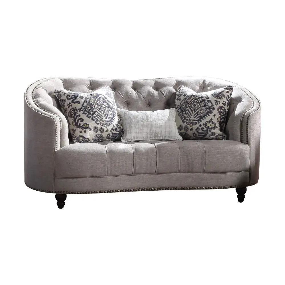 Saira - Loveseat With 3 Pillows - Light Gray Fabric by Unique Piece Furniture
