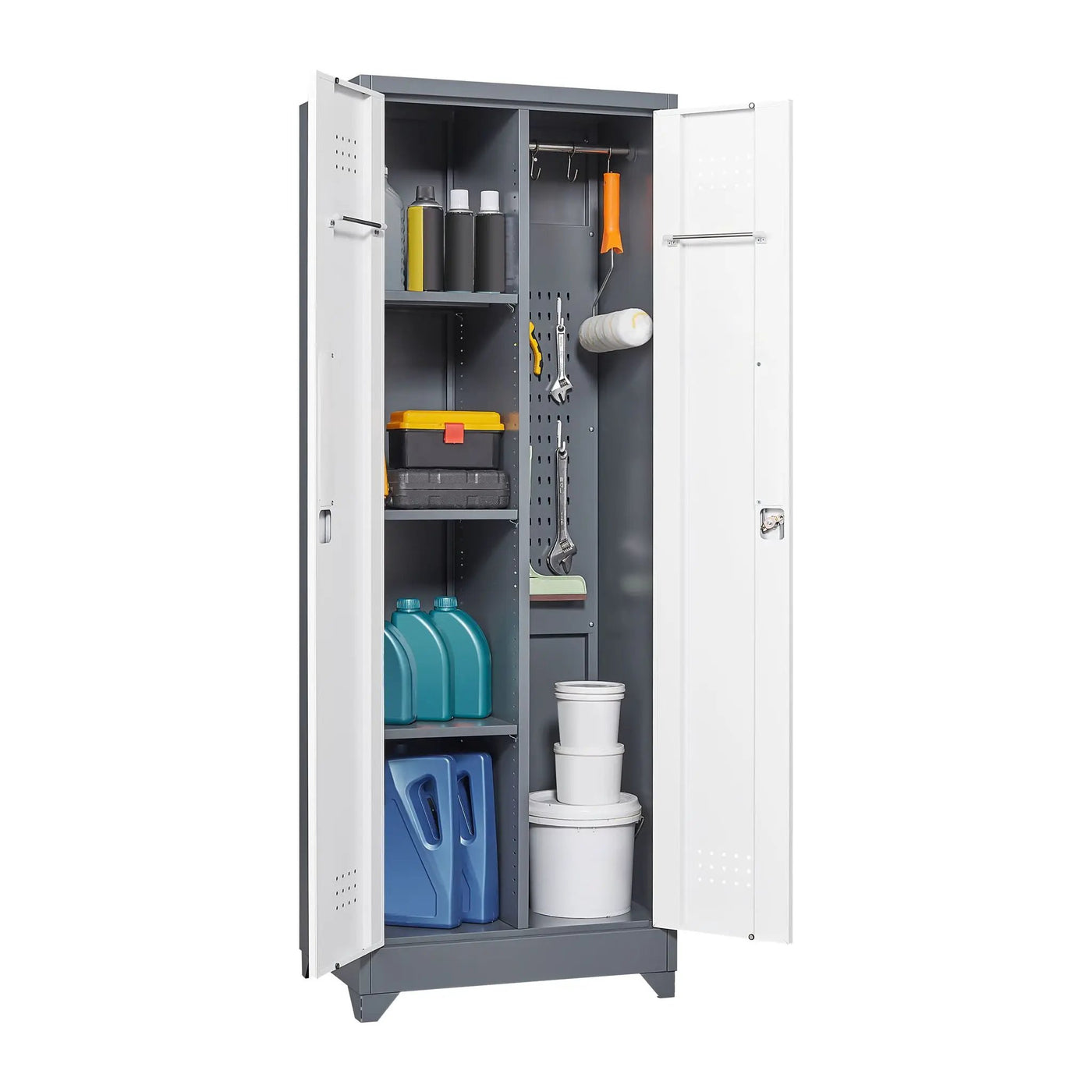 Lockers With Locking Doors, Adjustable Shelves, High Broom Tool Storage Cabinet by HouseOfZazla