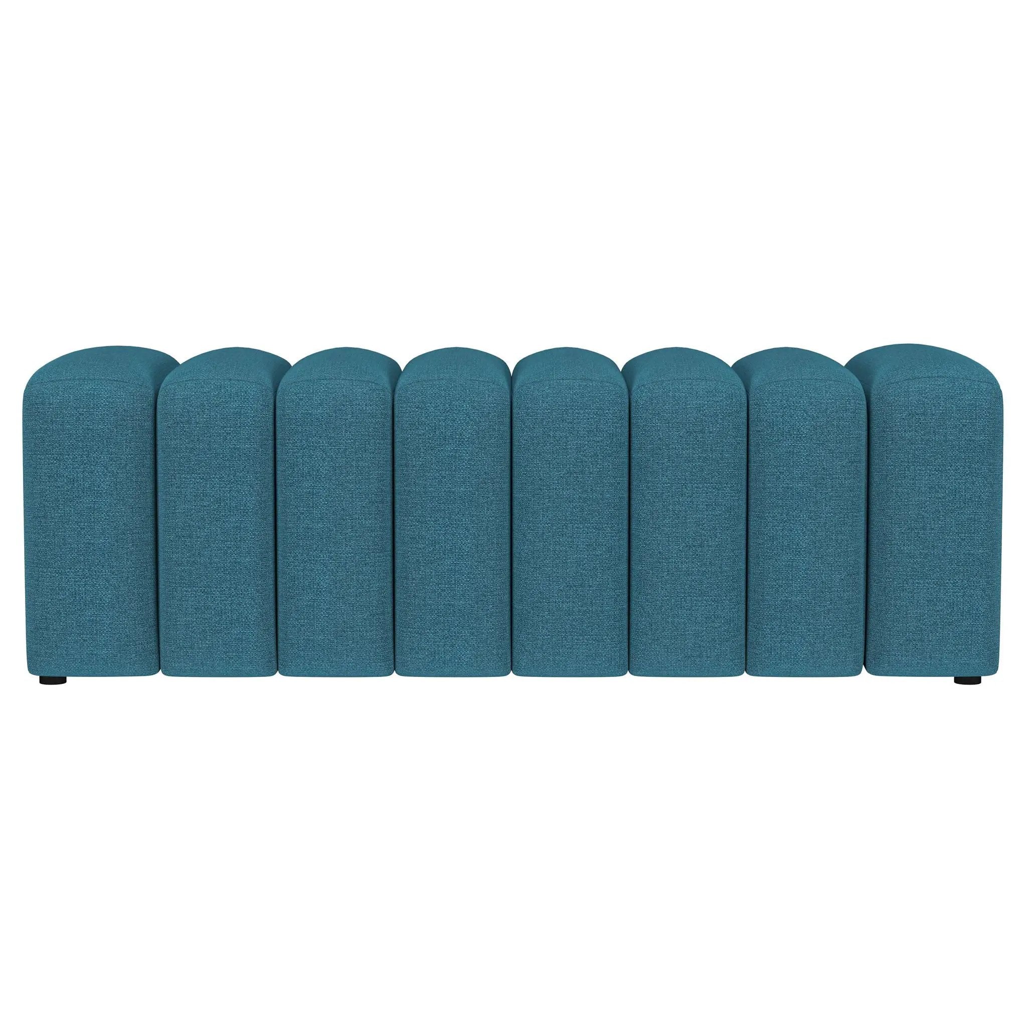 Summer Fabric Upholstered Tufted Accent Bench Peacock Blue by Unique Piece Furniture