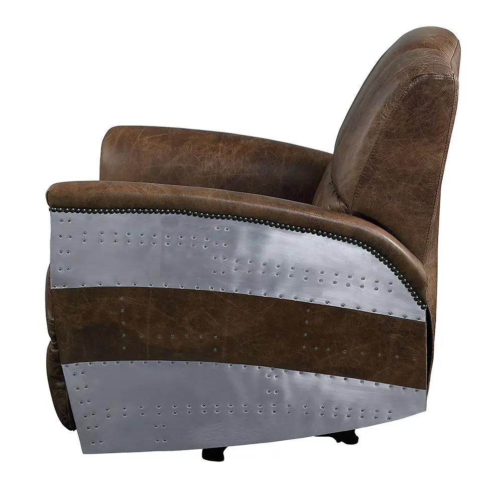 Brancaster - Power Motion Recliner - Retro Brown Top Grain Leather & Aluminum by Unique Piece Furniture