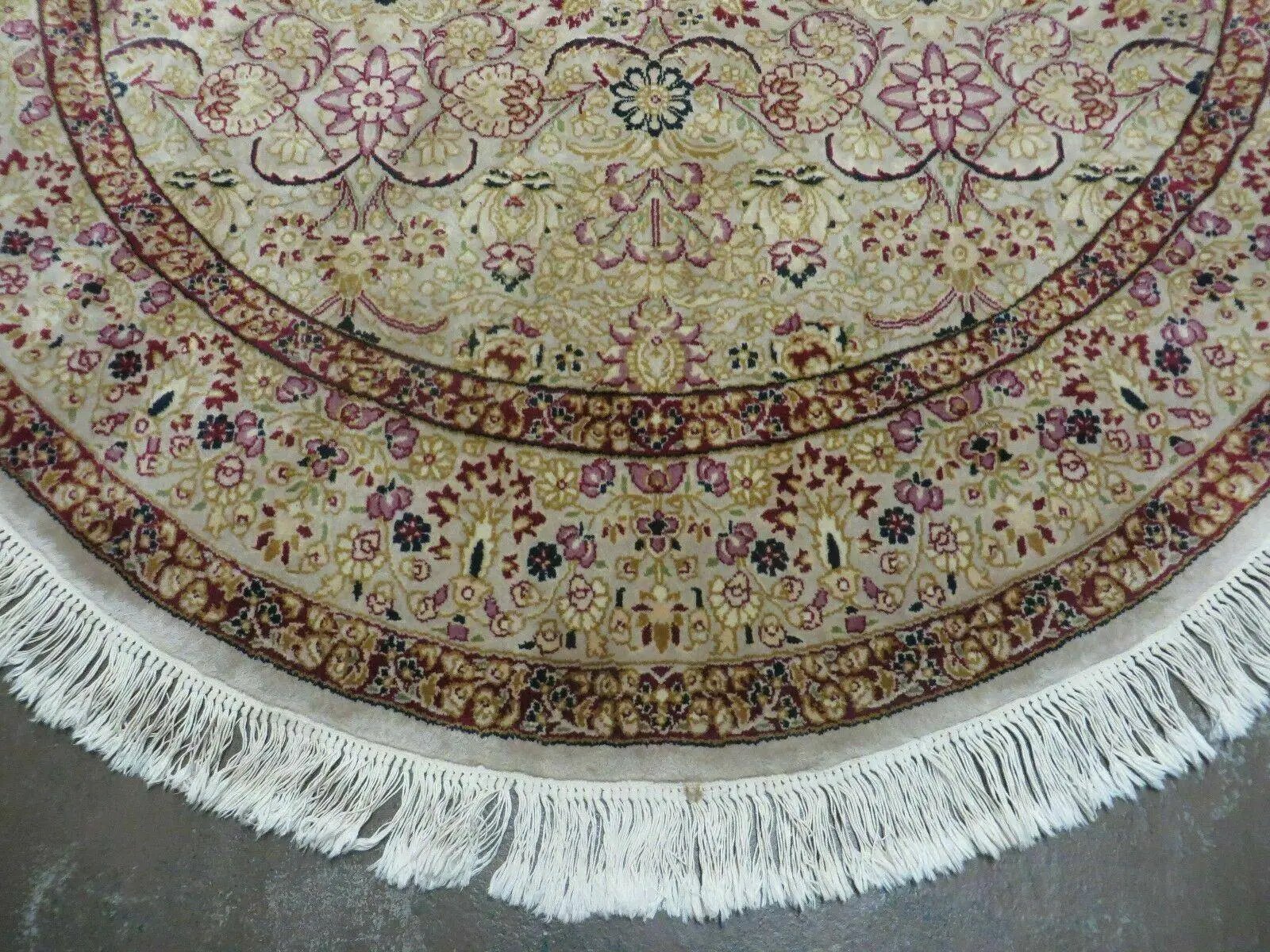 6' Handmade Fine Indian Wool Rug Carpet Round Silk Accent Beauty by Jewel Rugs