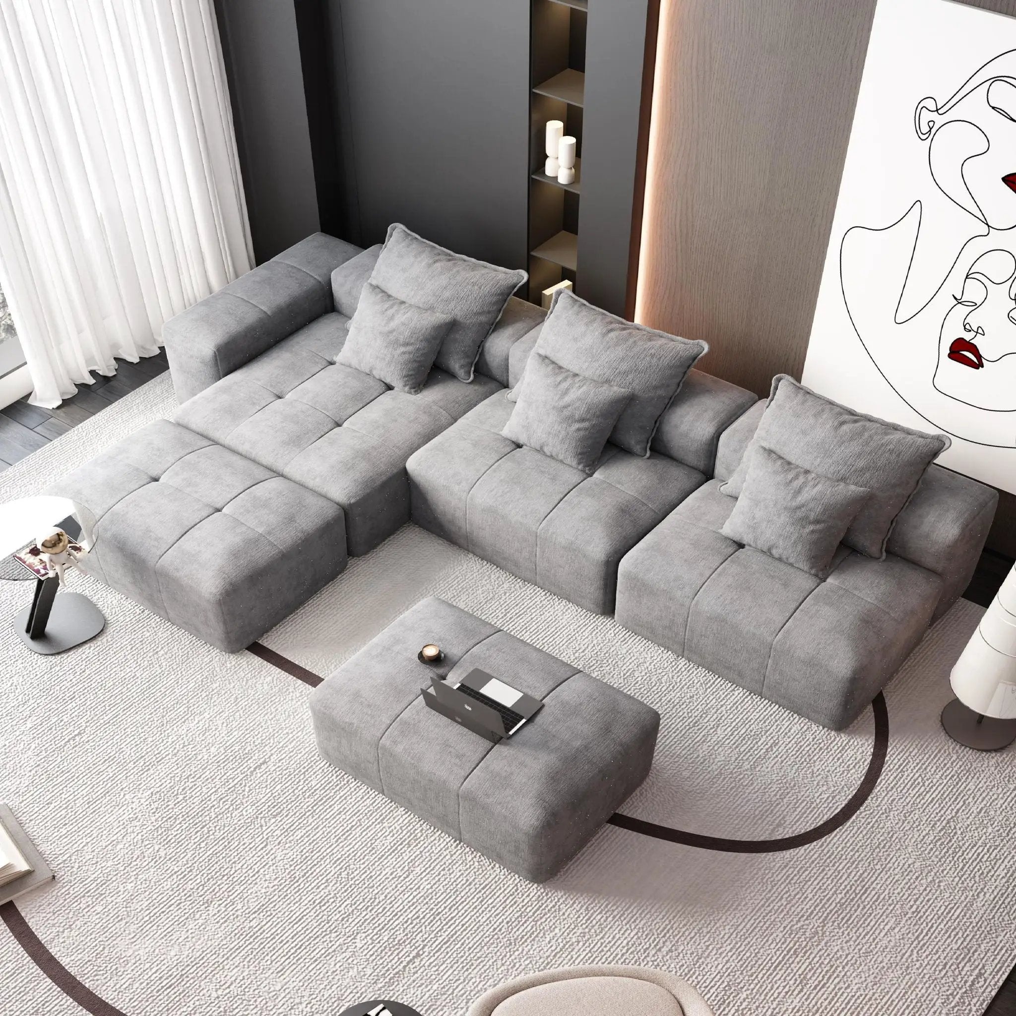 Modern Oversized DIY Combination Modular Sectional Sofa With Pillows by HouseOfZazla
