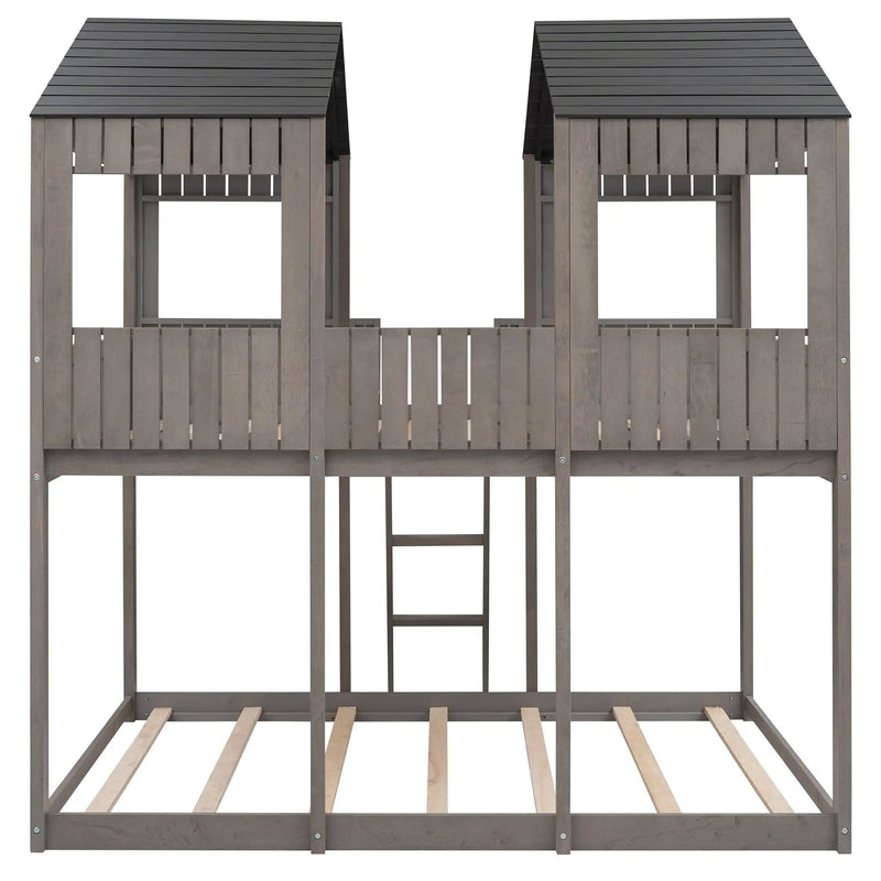 Bunk Bed With Roof, Window, Guardrail, Ladder by HouseOfZazla