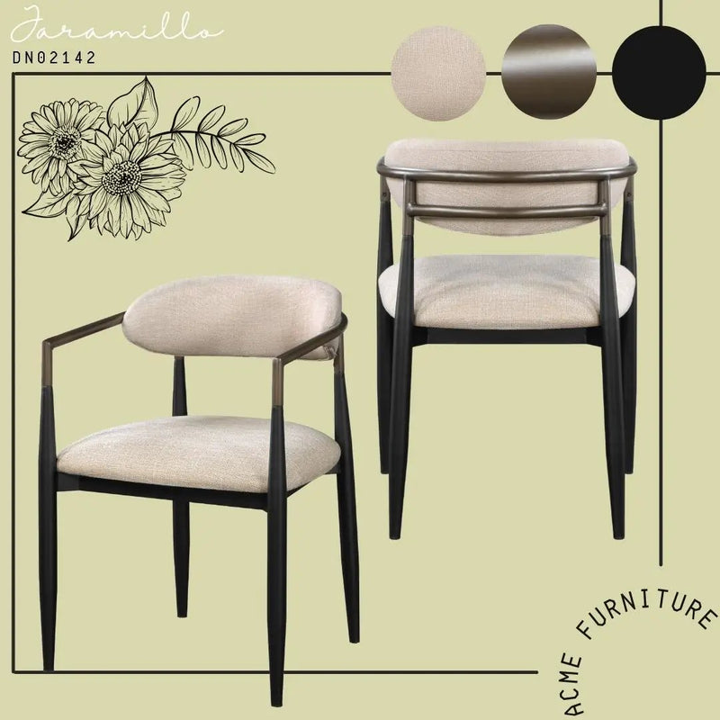 Set of 2 Beige and Black Armchair with Open Back by BLAKHOM