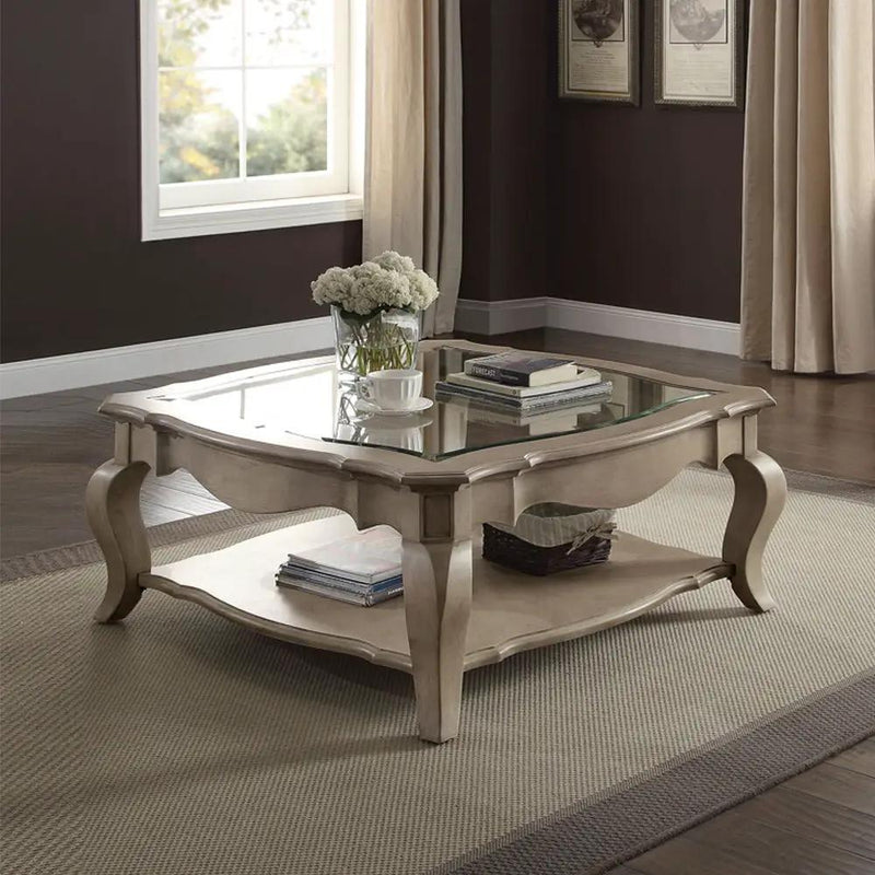 Chelmsford - Coffee Table - Clear Glass & Antique Taupe by Unique Piece Furniture