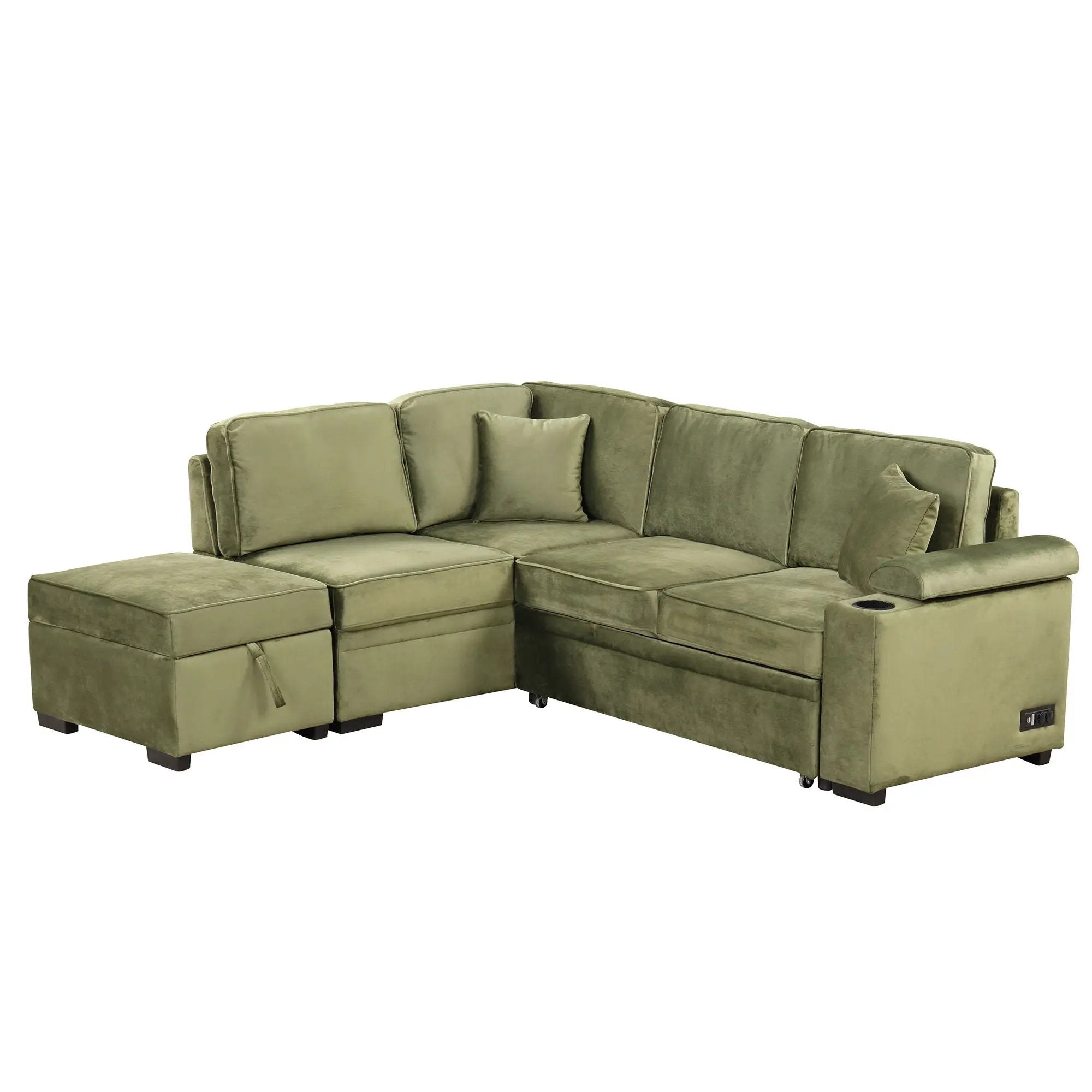 Sleeper Sofa Bed, 2 In 1 Pull Out Sofa Bed L Shape Couch With Storage Ottoman For Living Room, Bedroom Couch And Small Apartment by Unique Piece Furniture