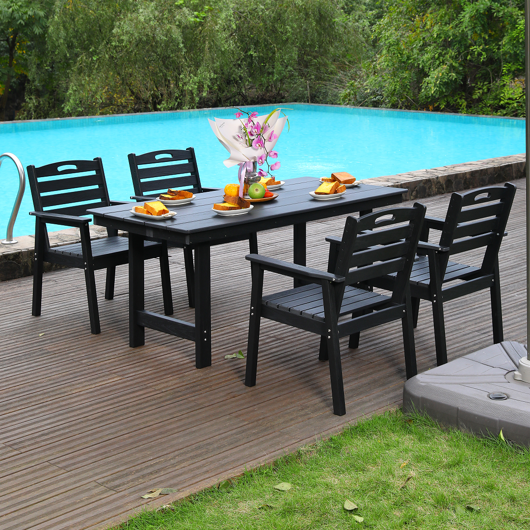 HDPE Outdoor Patio Dining Set - Table and Four Chairs by HouseOfZazla