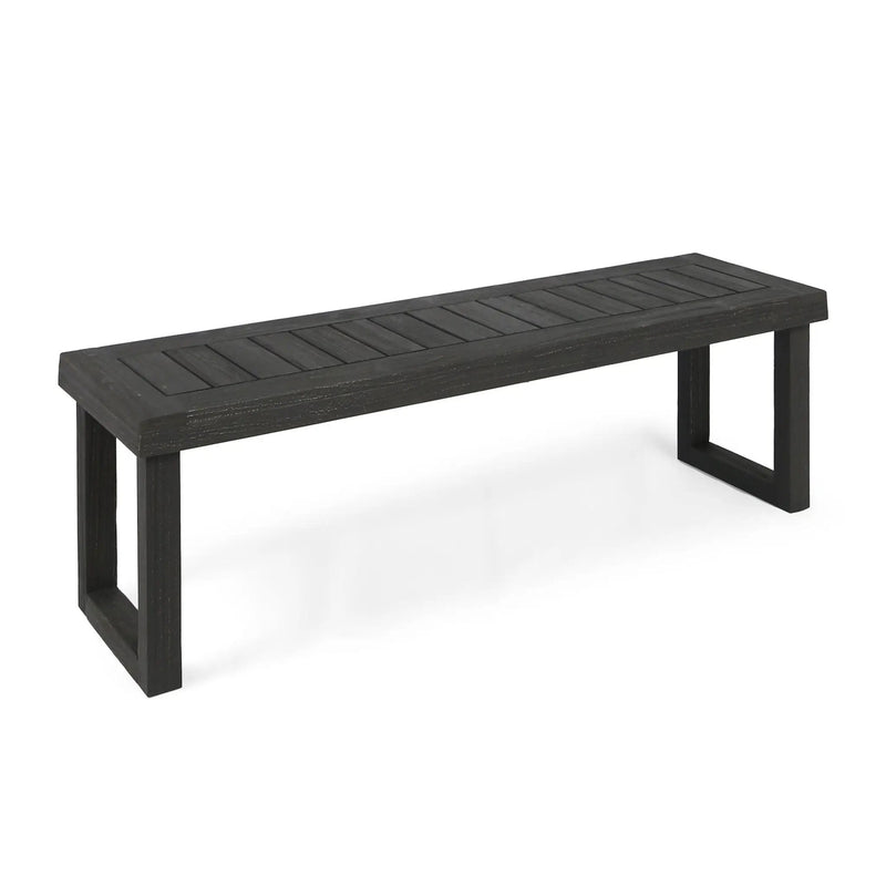 Realm - Outdoor Bench With Slat Panel Top And Base - Dark Gray by HouseOfZazla
