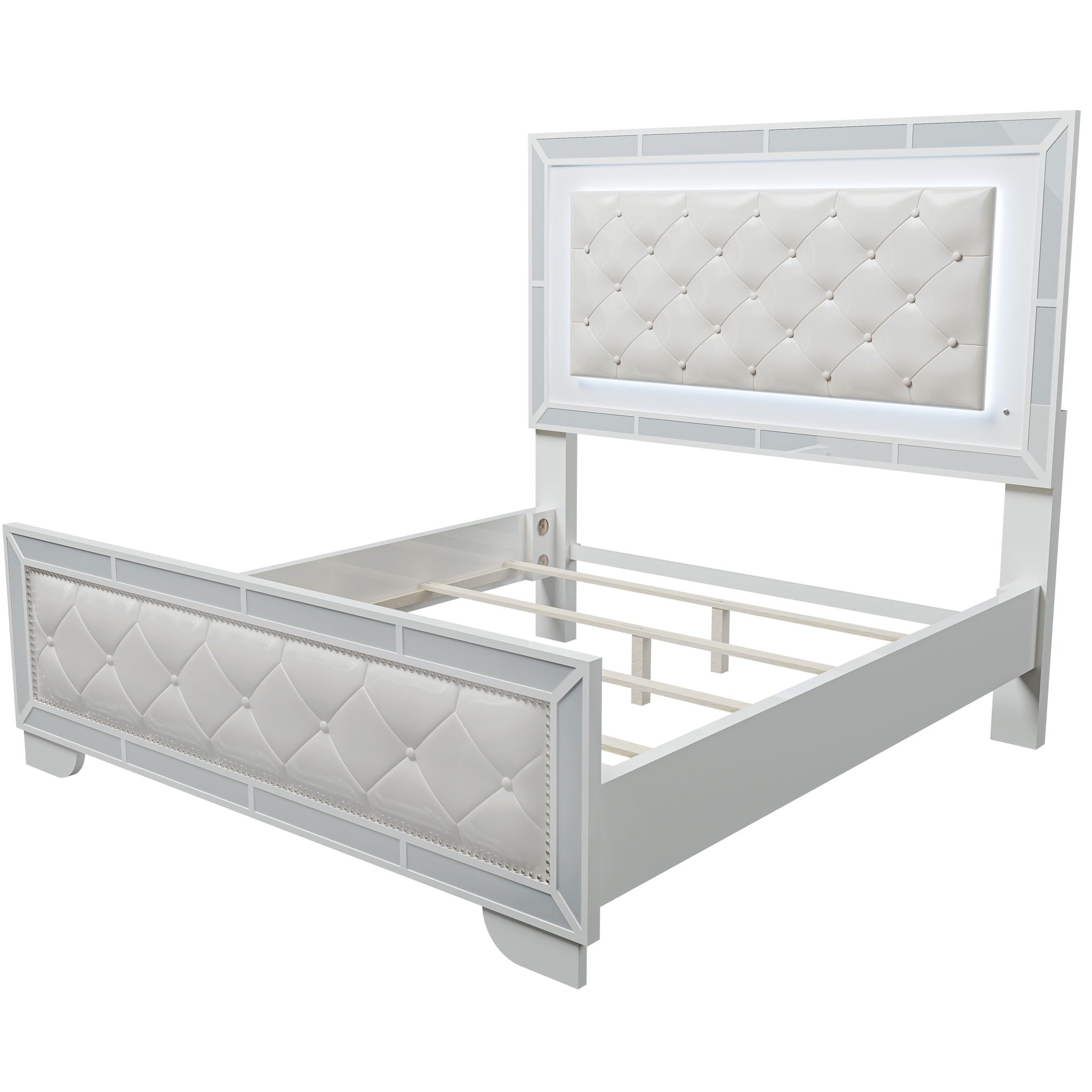 3 Piece Bedroom Set, Bed With LED Lights And 2 Nightstands by HouseOfZazla