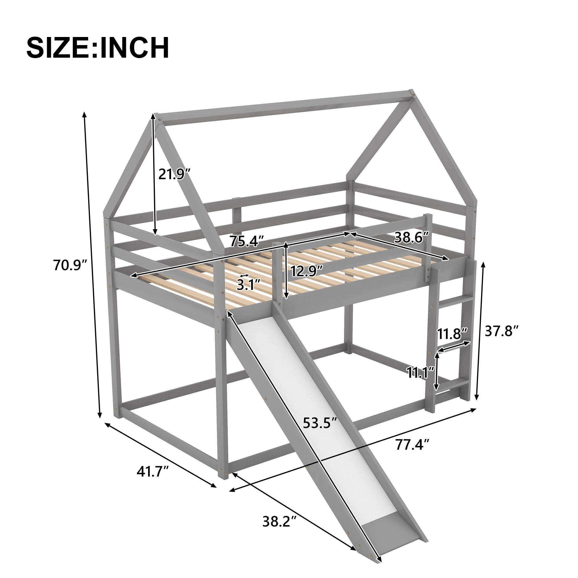 House Shape Bunk Bed With Slide And Ladder by Unique Piece Furniture