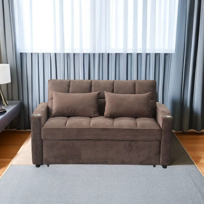 3 In 1 Convertible Sleeper Sofa Bed, Modern Fabric Loveseat Futon Sofa Couch With Pullout Bed, Small Love Seat Lounge Sofa With Reclining Backrest, Furniture For Living Room by Unique Piece Furniture