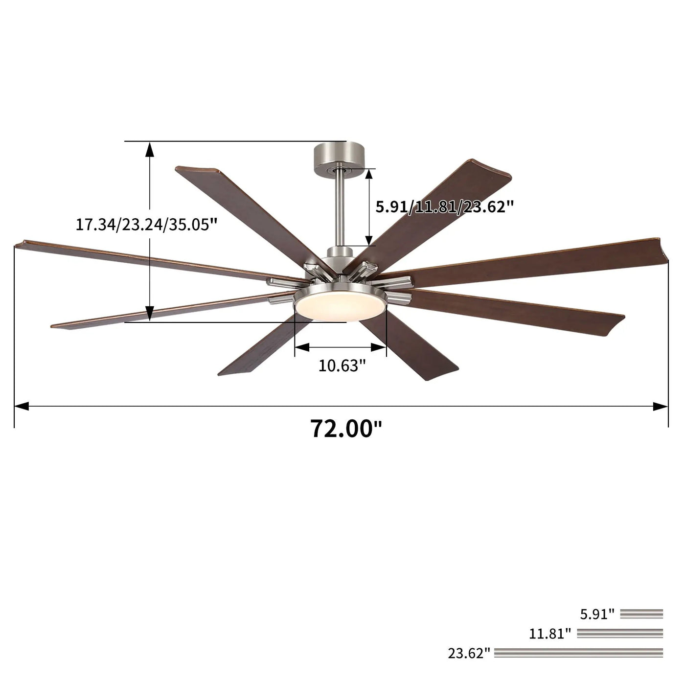 Large Ceiling Fan With Dimmable LED Light 8 Blades Remote Control, Reversible DC Motor by HouseOfZazla