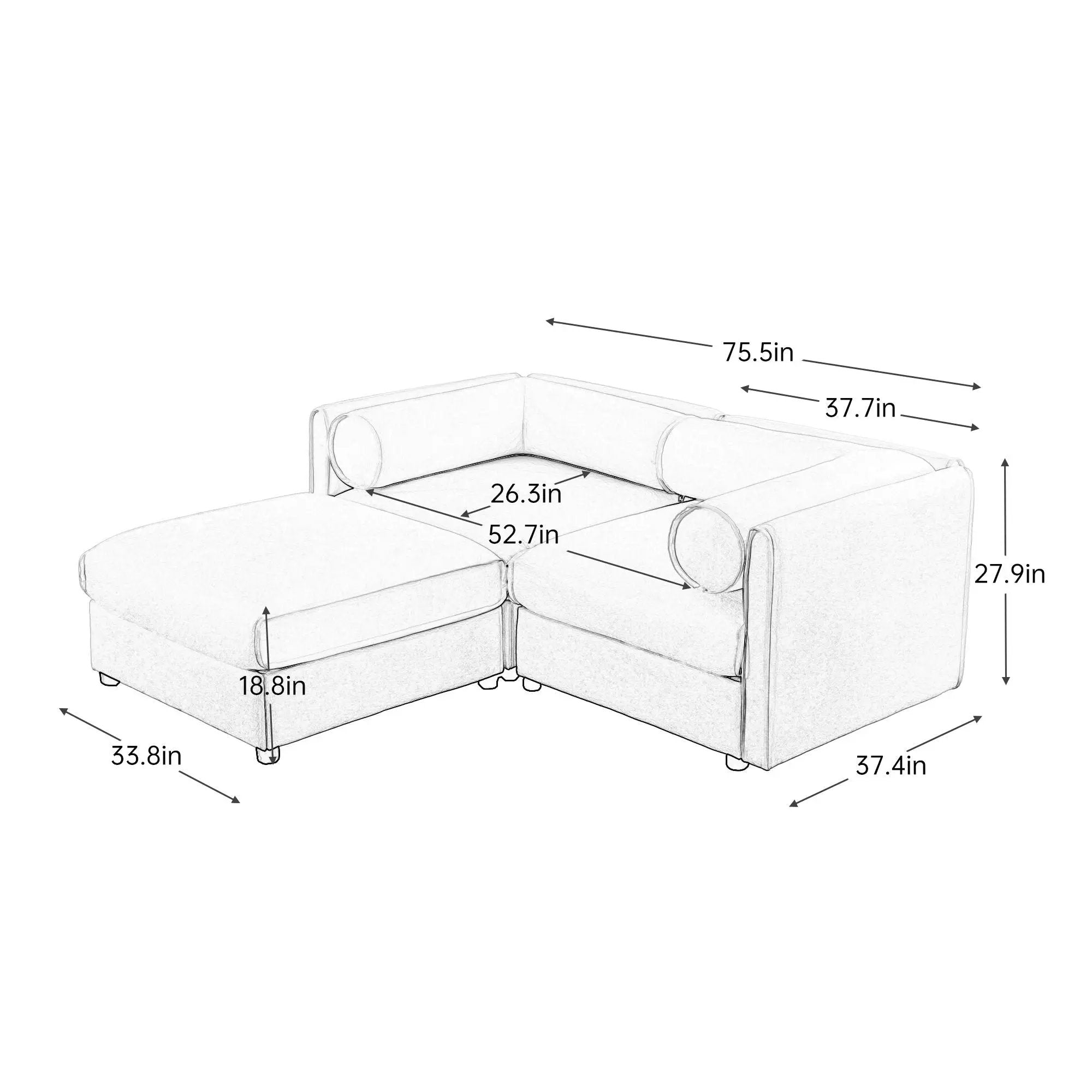 Contemporary Elegant Sofa With Storage And Ottoman by HouseOfZazla