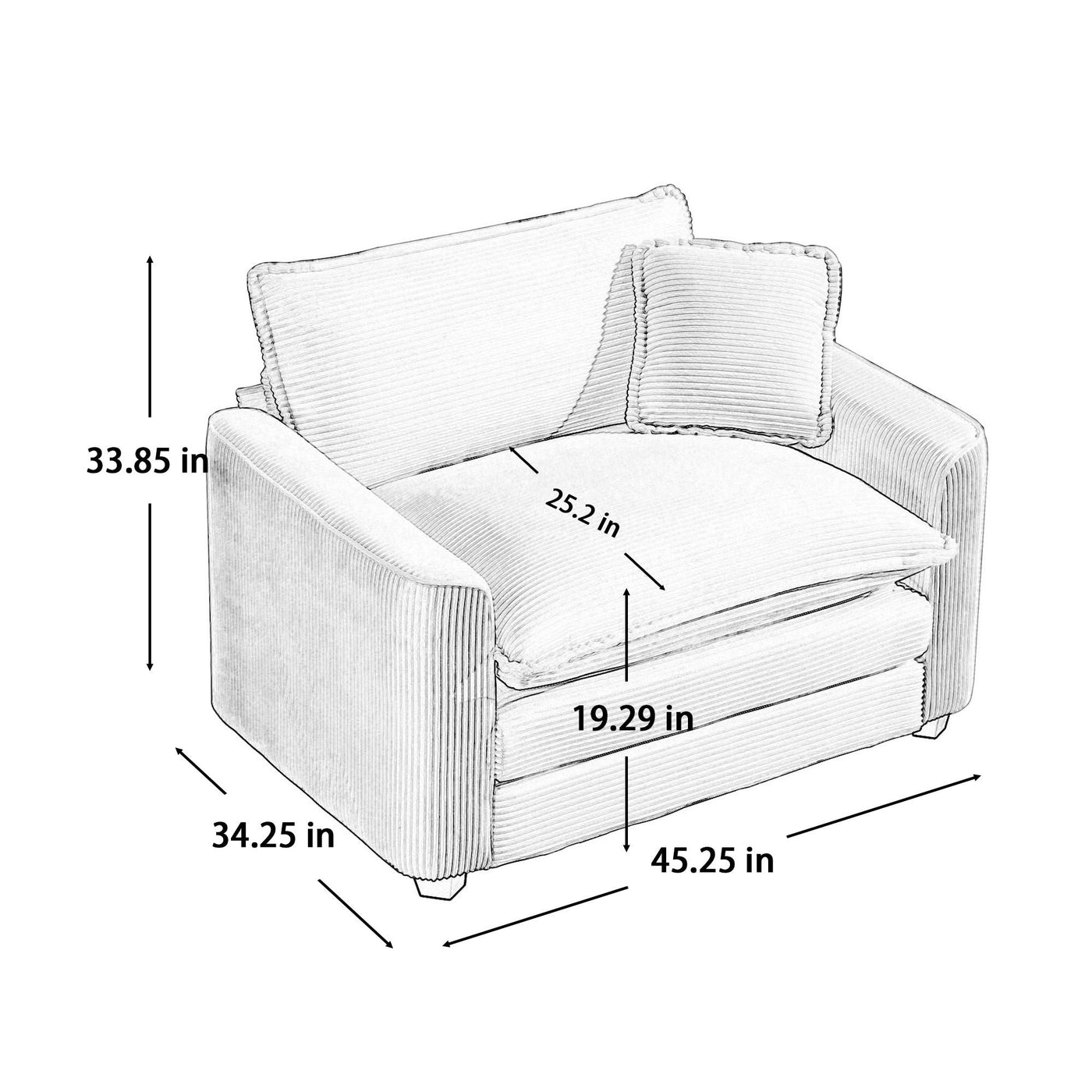 Modern Classic Fabric Single Chair Deep Seat Sofa With Pillow by Unique Piece Furniture