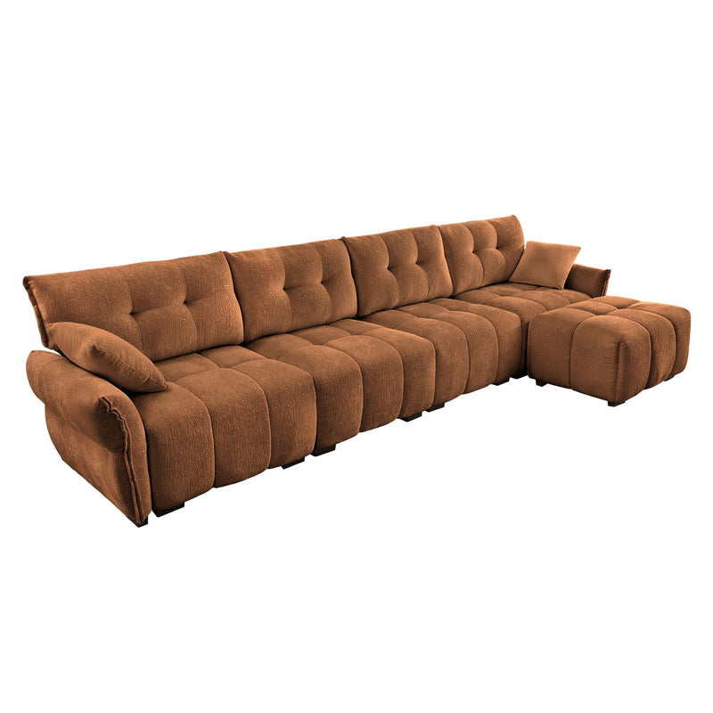 Sofa Set With Ottoman And Pillows, Textured, High Resilience Cushions by HouseOfZazla