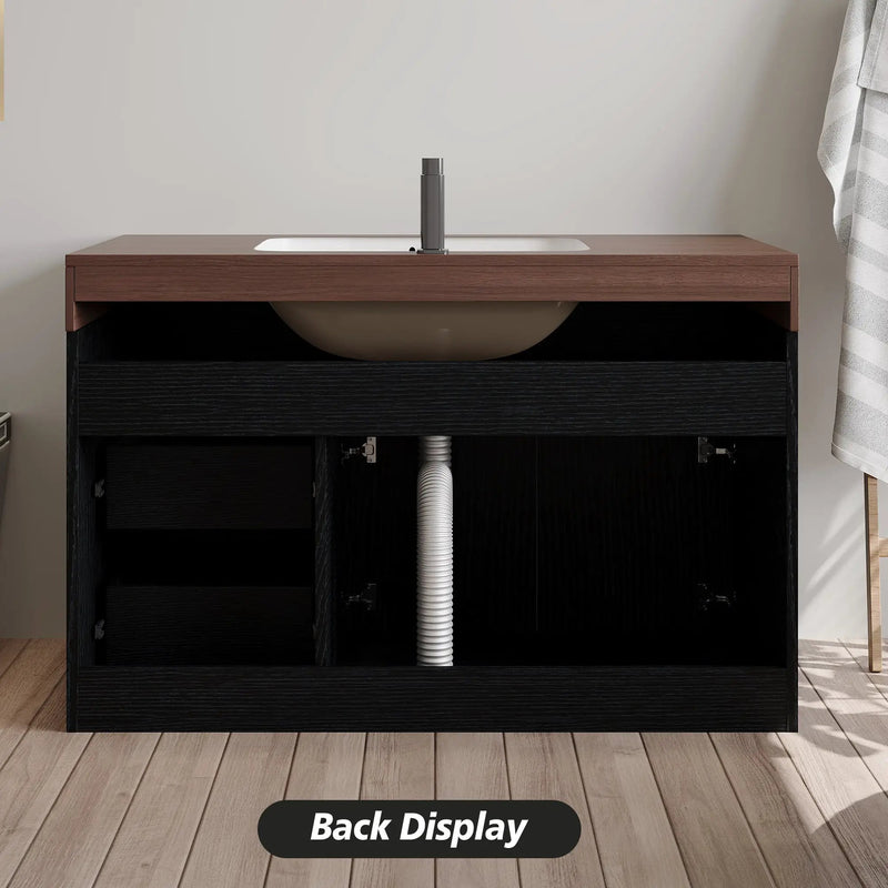 36" Floating Bathroom Vanity with Ceramic Sink and Faux Marble Top by HouseOfZazla