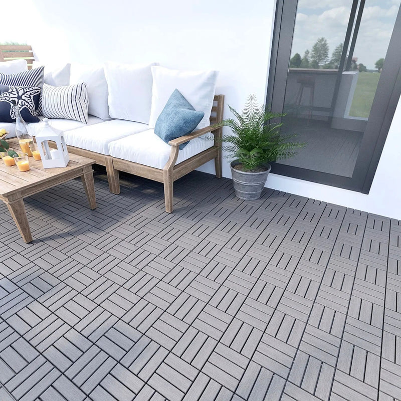 Acacia Wood Interlocking Deck Tiles Checker Pattern For Outdoor Flooring by HouseOfZazla