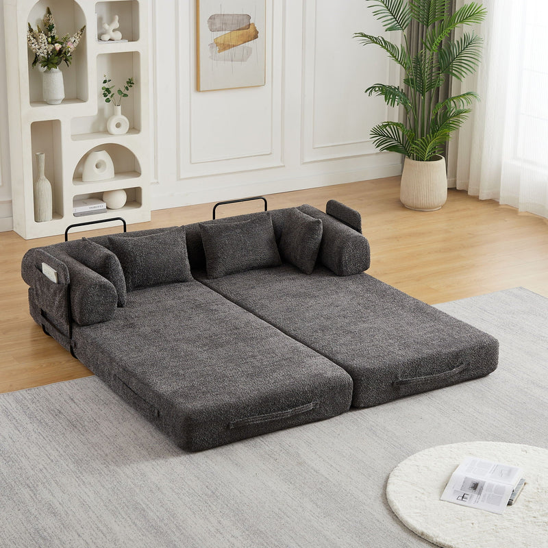Convertible Sleeper Sofa Bed With Cylindrical Pillow by HouseOfZazla