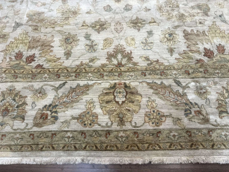 Palace Size Rug 12x15, Neutral Light Colors, Oat, Peshawar Chobi Oushak Rug, Handmade Wool Rug by Jewel Rugs