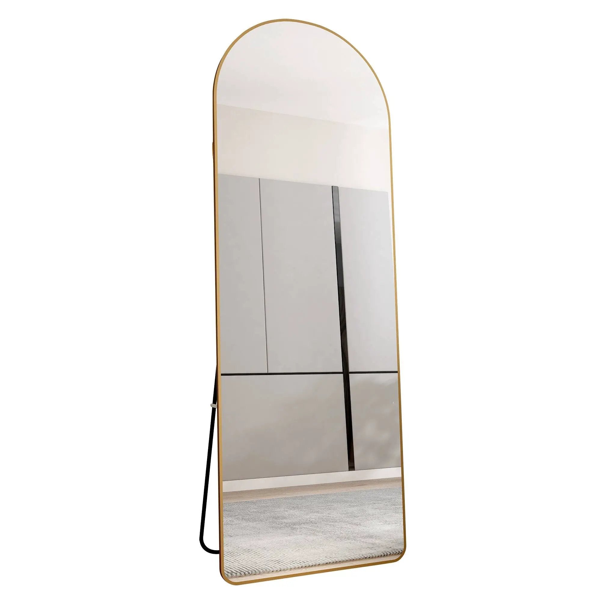 The 4th Generation Floor Mounted Full Length Mirror with Gold Frame by HouseOfZazla
