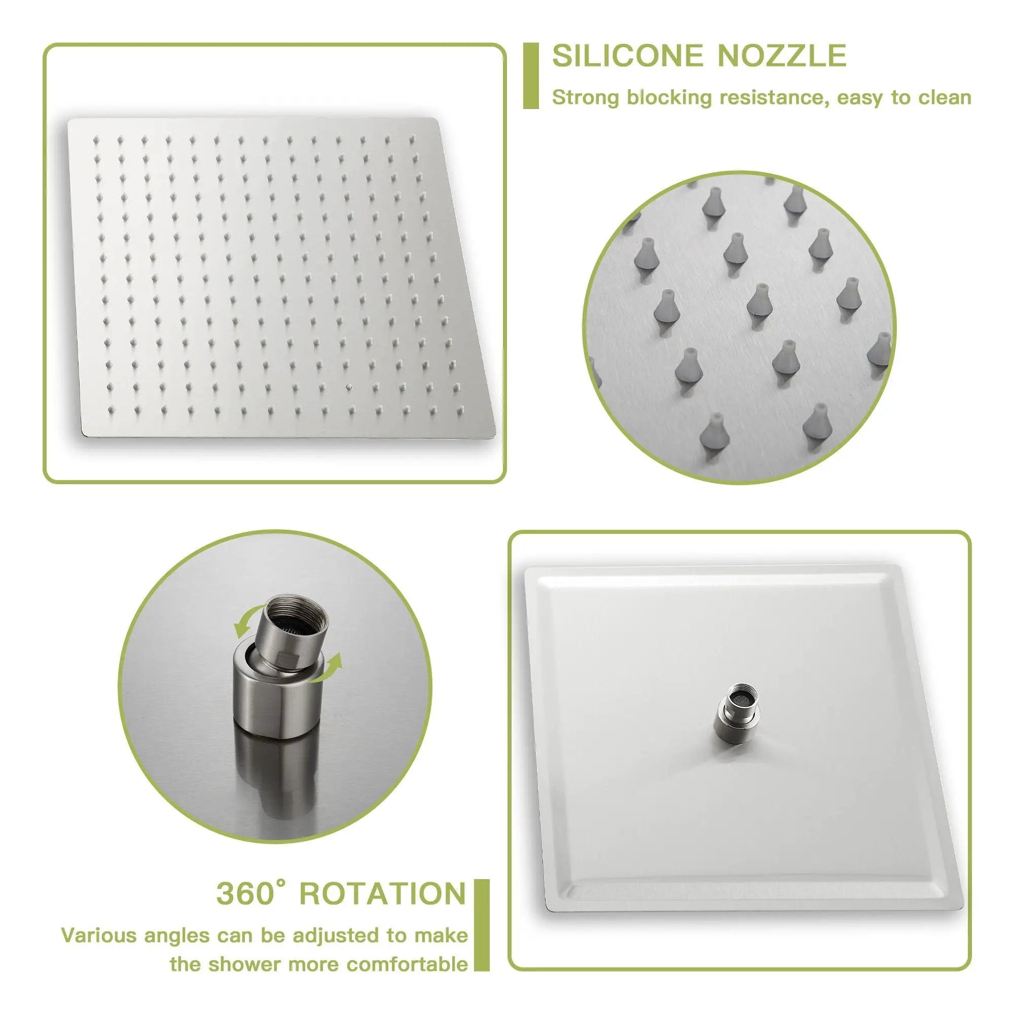 Modern Shower System With Waterfall Tub Spout, 12" Ceiling Mount Square Shower by HouseOfZazla