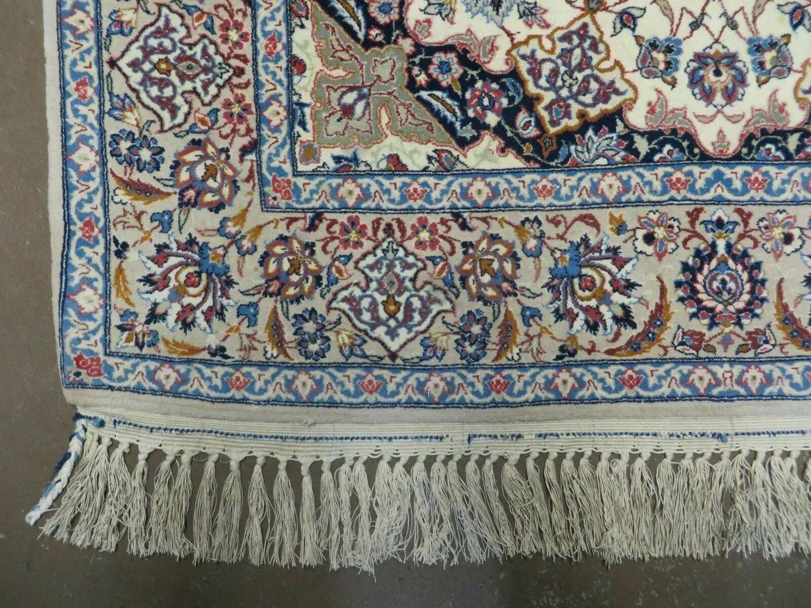 Persian Isfahan Rug 3x6, Fine 650 KPSI, Hand Knotted, Ivory by Jewel Rugs